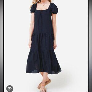 NWT Honorine Elodie Long Maxi Dress Size S Navy Blue Cotton Gauze Tiered